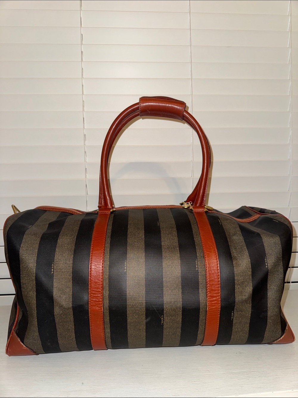 Fendi Vintage Pequin Striped Boston Bag Overnight Duffel - Picture 5 of 14